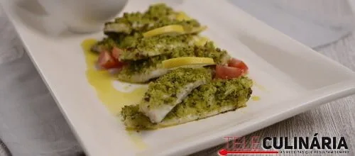 Filetes de robalo com crosta de ervas