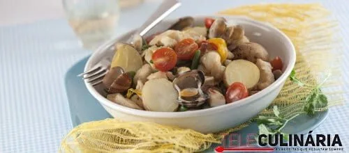 Salteado de linguado com amêijoas