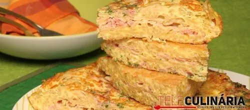 Tortilha de esparguete com fiambre
