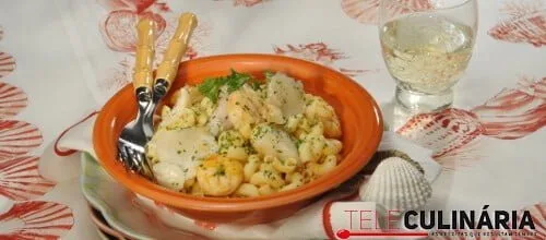 Massinha de bacalhau com camarão