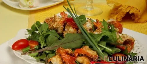 Gambas fritas com sésamo