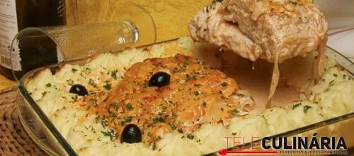 Bacalhau com natas e cebola