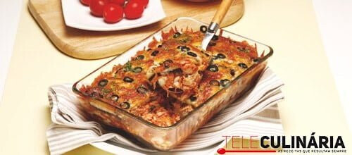 Lasanha de beringela com pescada