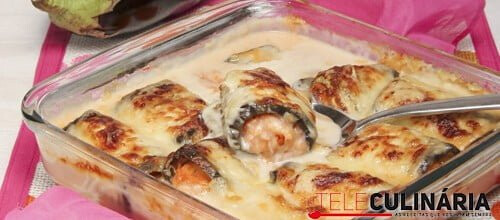 Rolinhos de beringela com bacalhau
