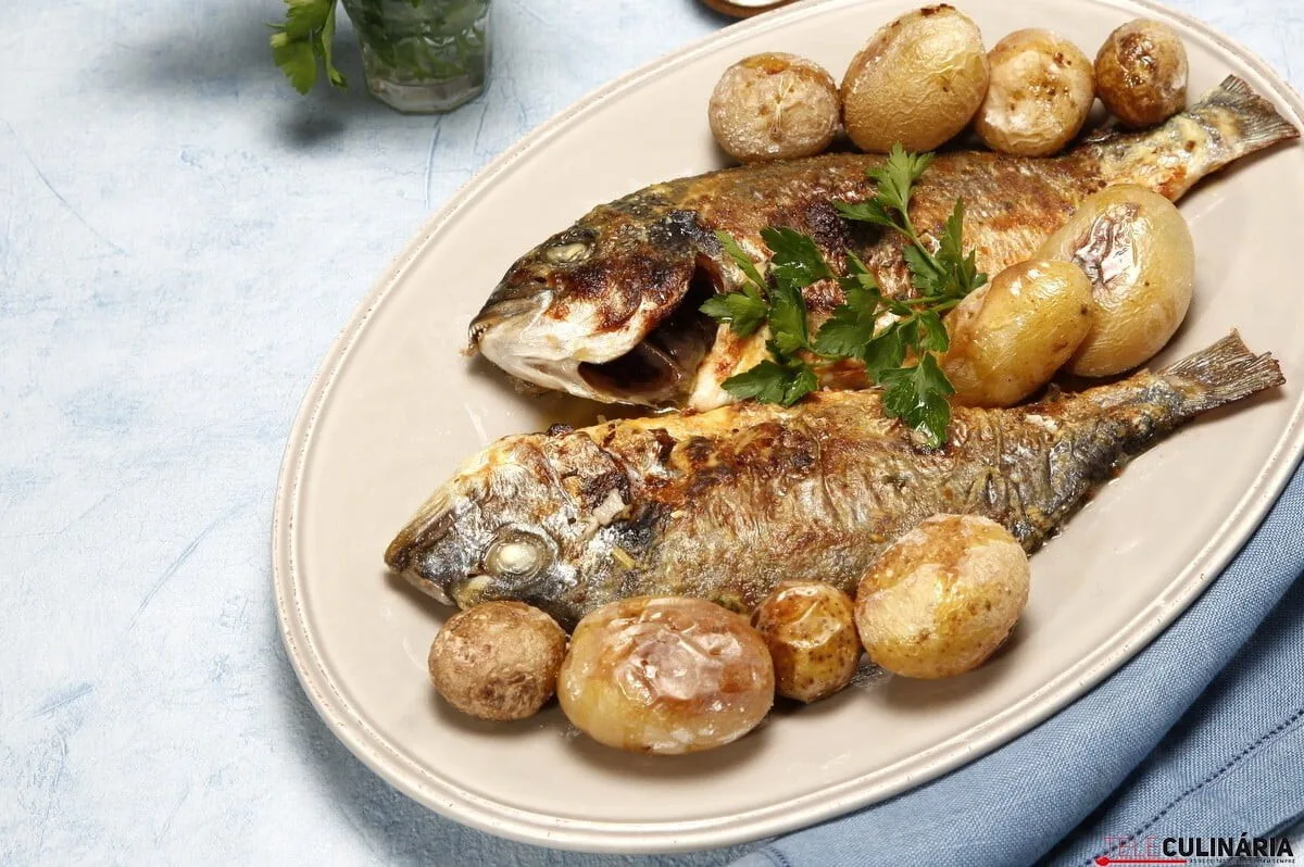 Dourada grelhada com mostarda de ervas