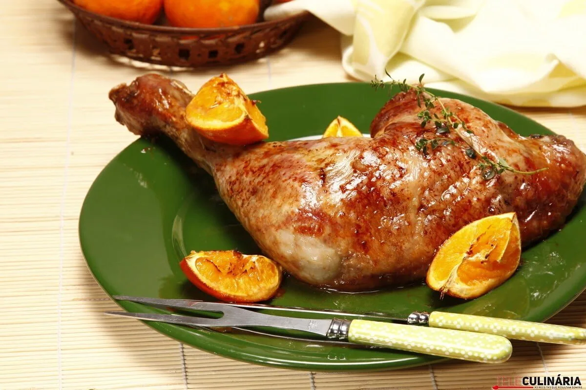Perna de peru com chá de citrinos