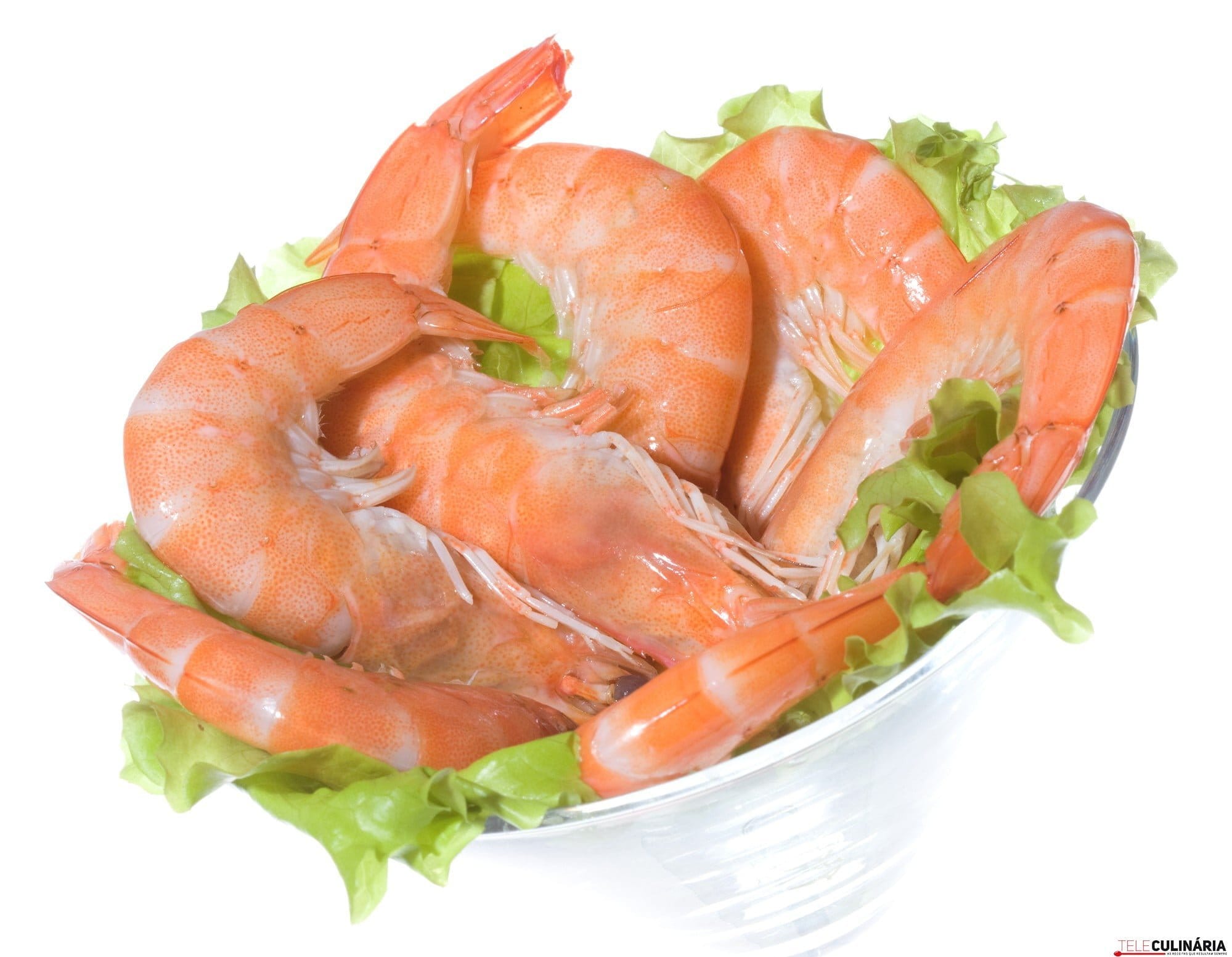Cocktail with shrimps on white background