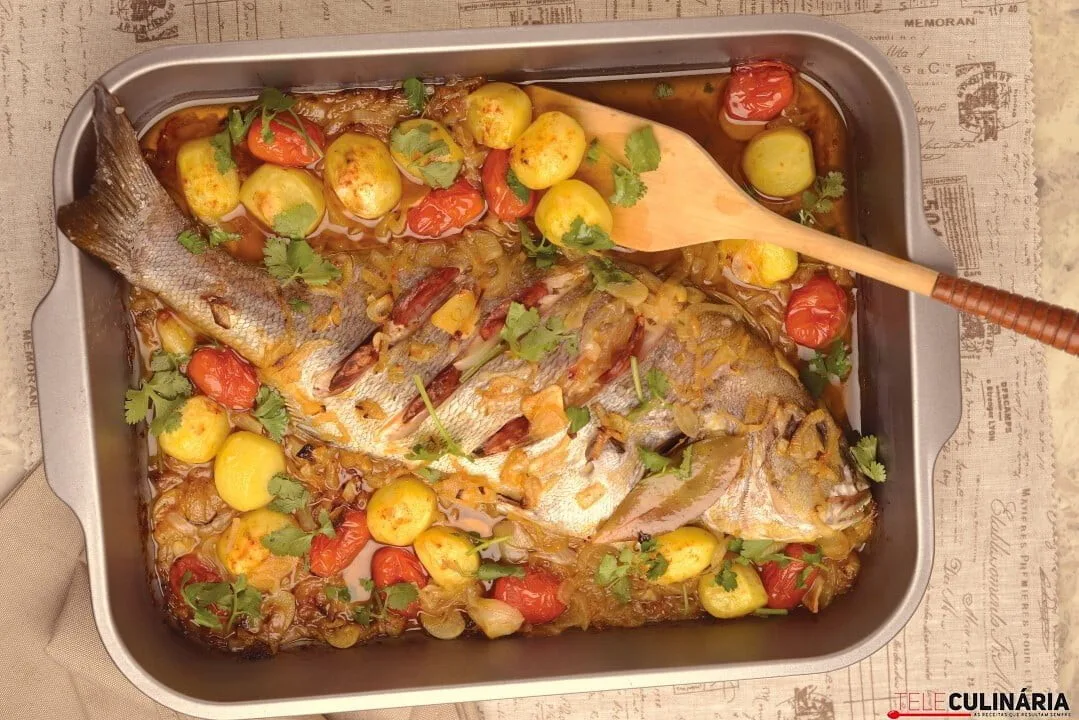 Pargo de cebolada no forno