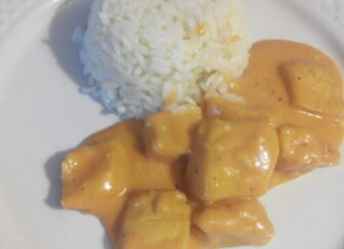 Tiras cremosas de Pota com arroz vaporizado