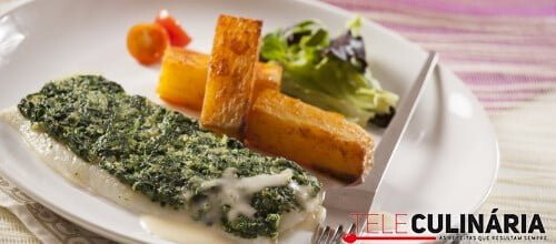 Filetes com crosta de espinafres bebé