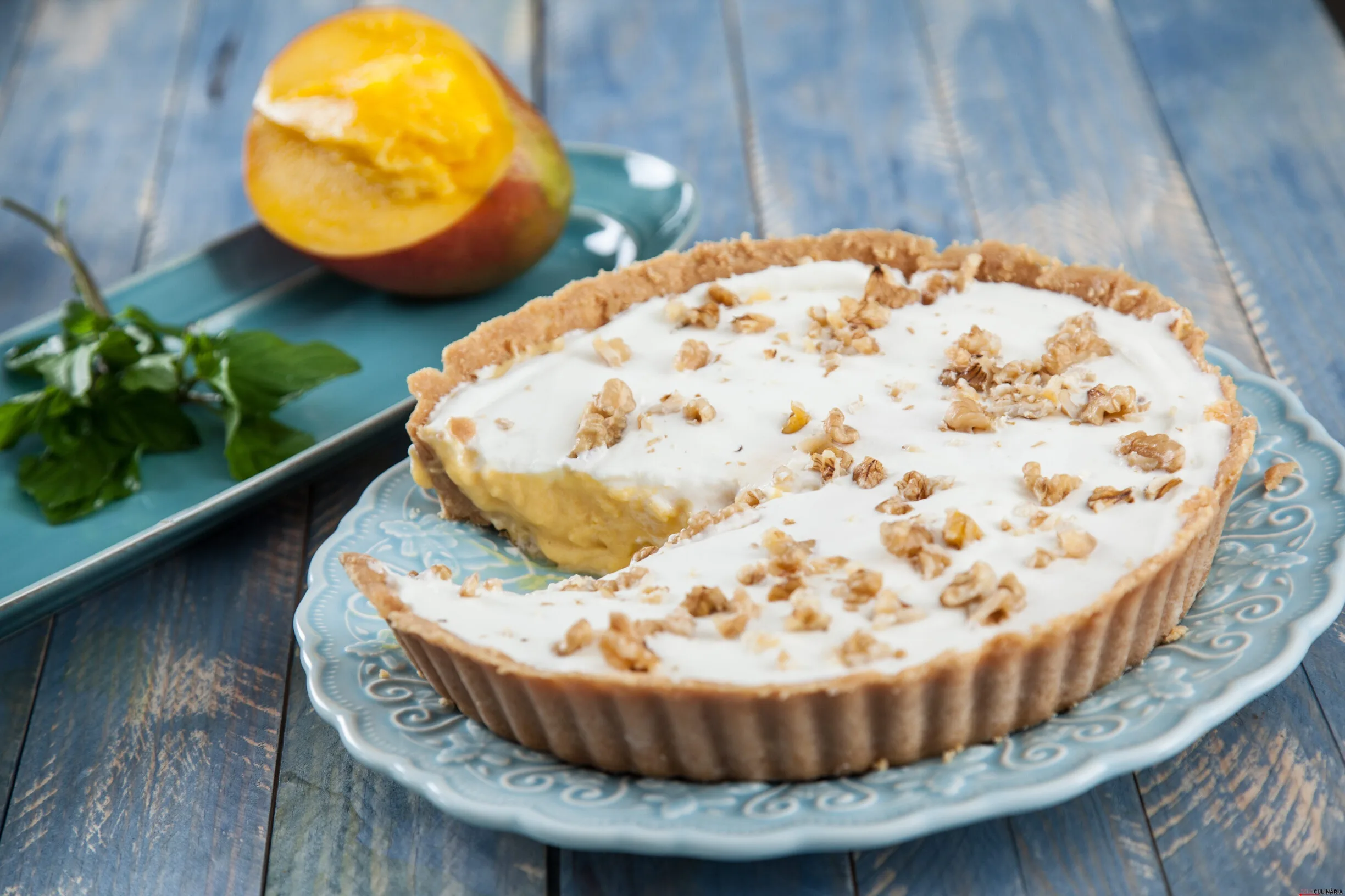 Tarte de manga e noz