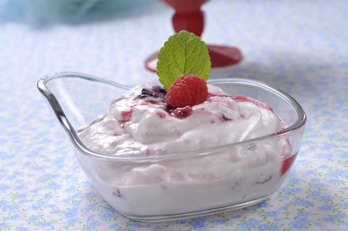 Sobremesa de iogurte com frutos vermelhos