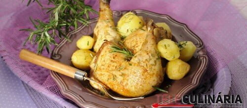 Pernas de frango assadas no forno