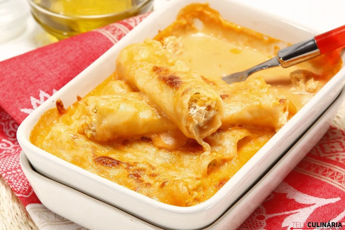 Canelones de legumes com frango