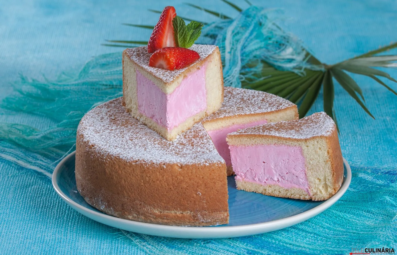 Bolo surpresa com creme de natas