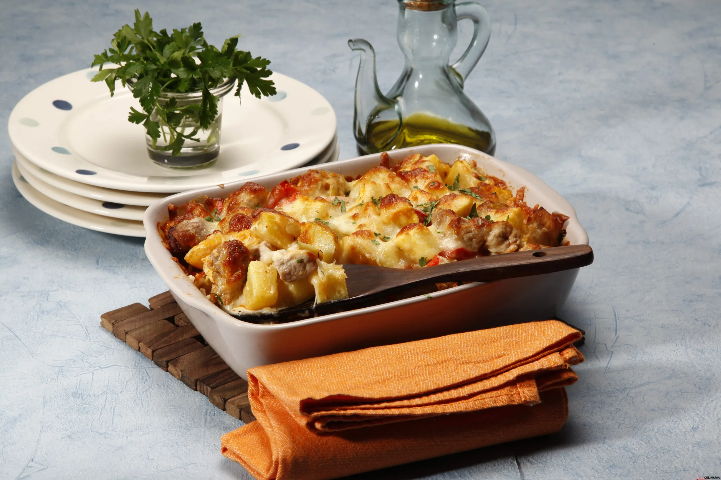 Gratinado de porco e ananás