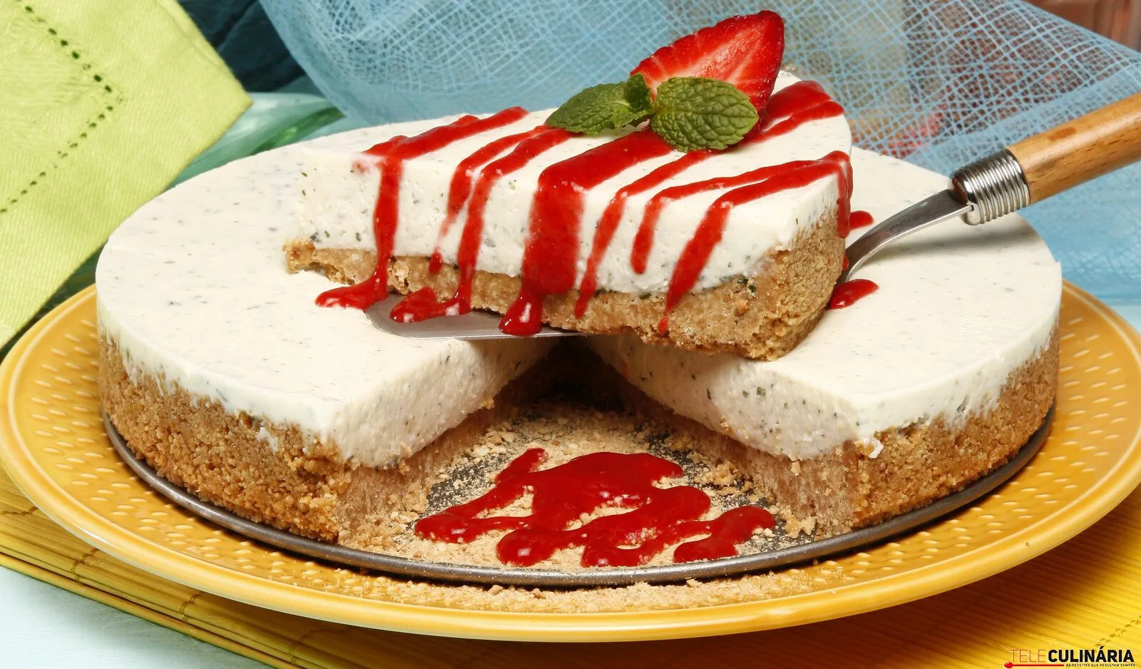 Tarte de cheesecake de hortelã