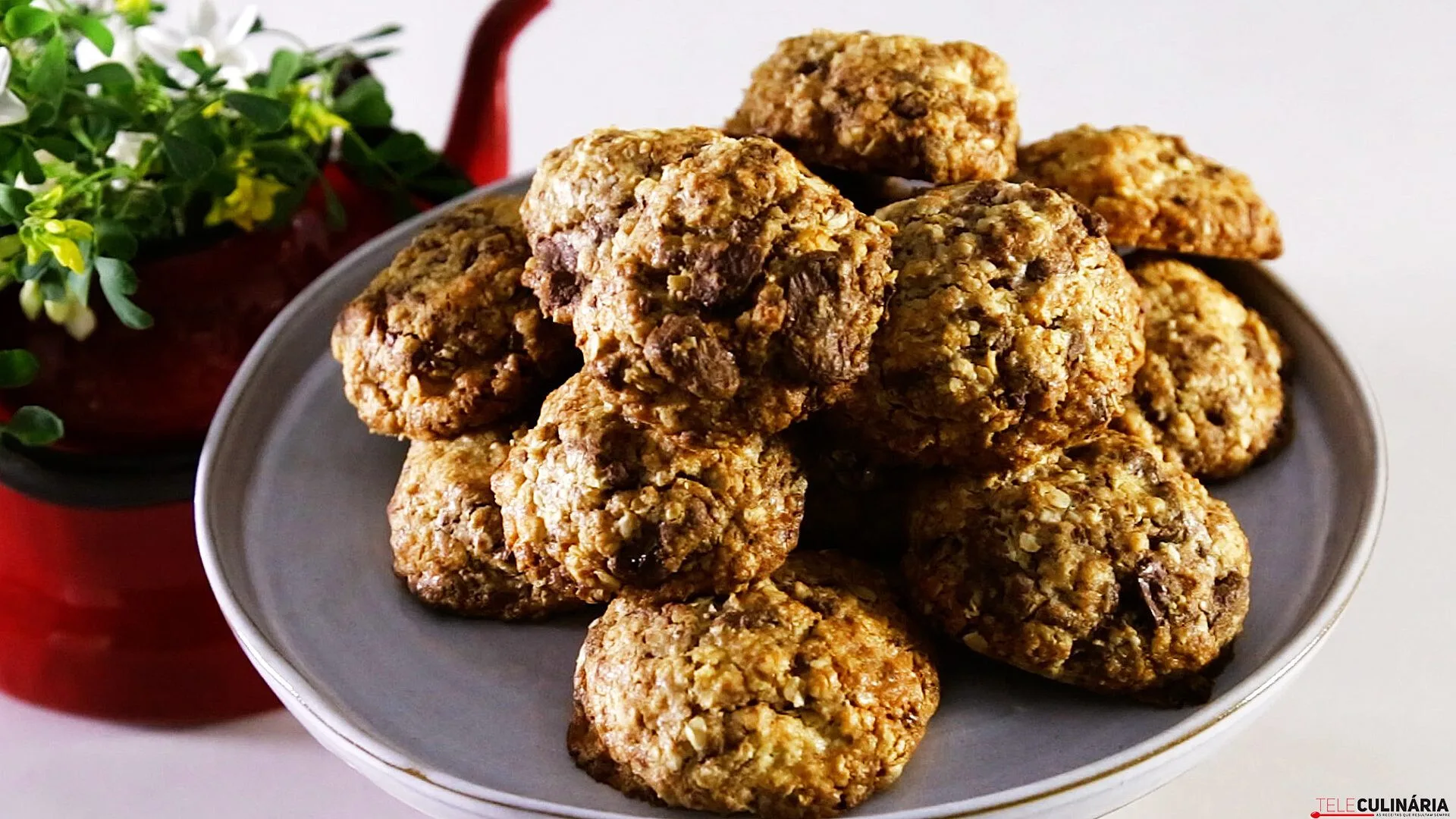 Bolachas de chocolate e aveia