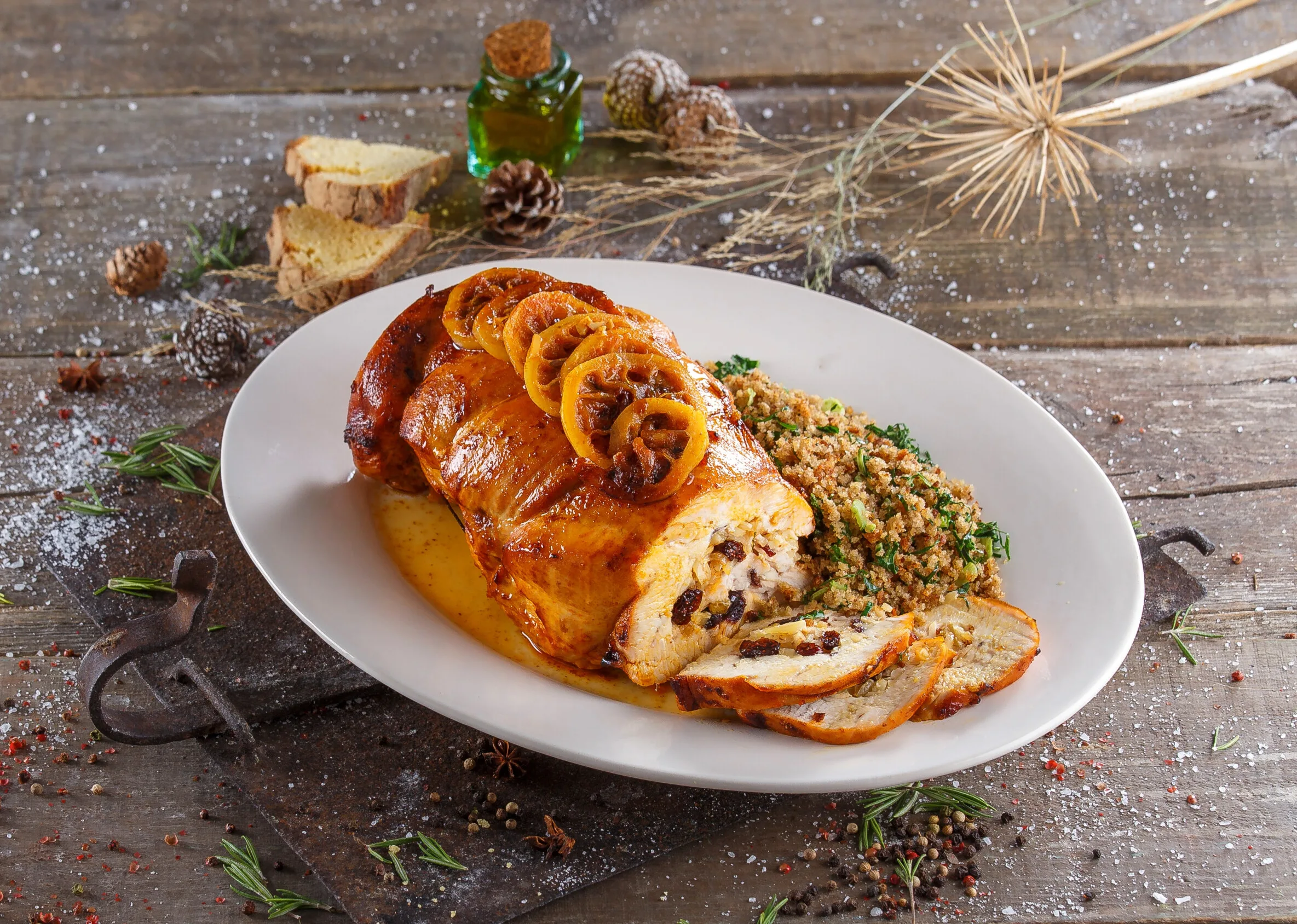 Peito de peru recheado