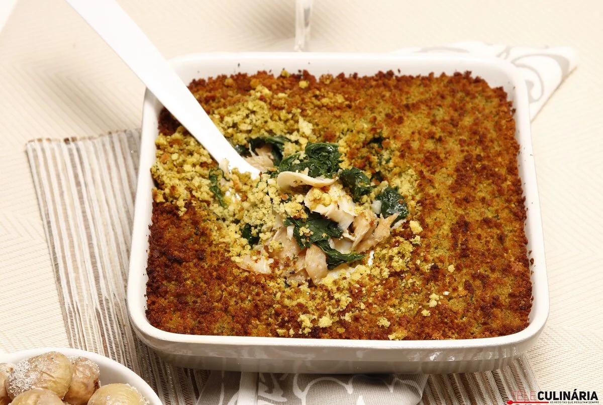 Receita de Bacalhau com broa e grelos