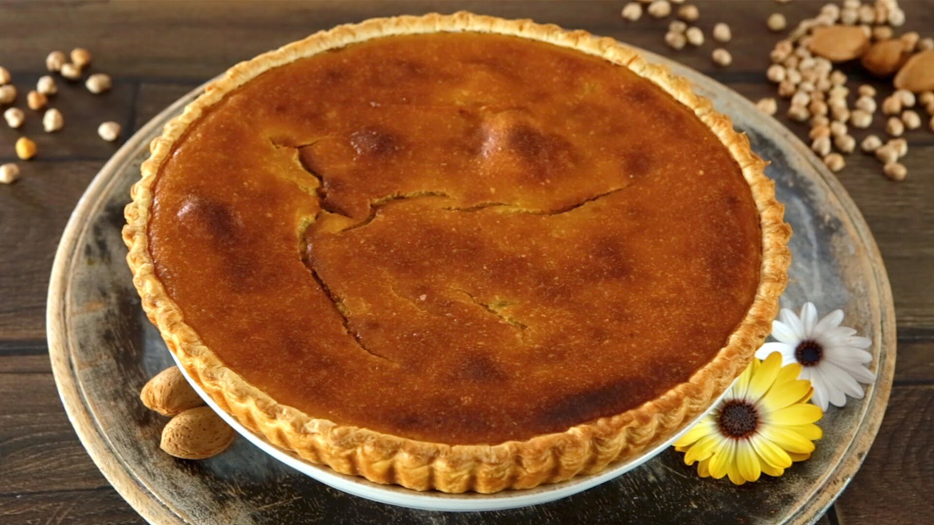 Tarte de grão com amêndoa