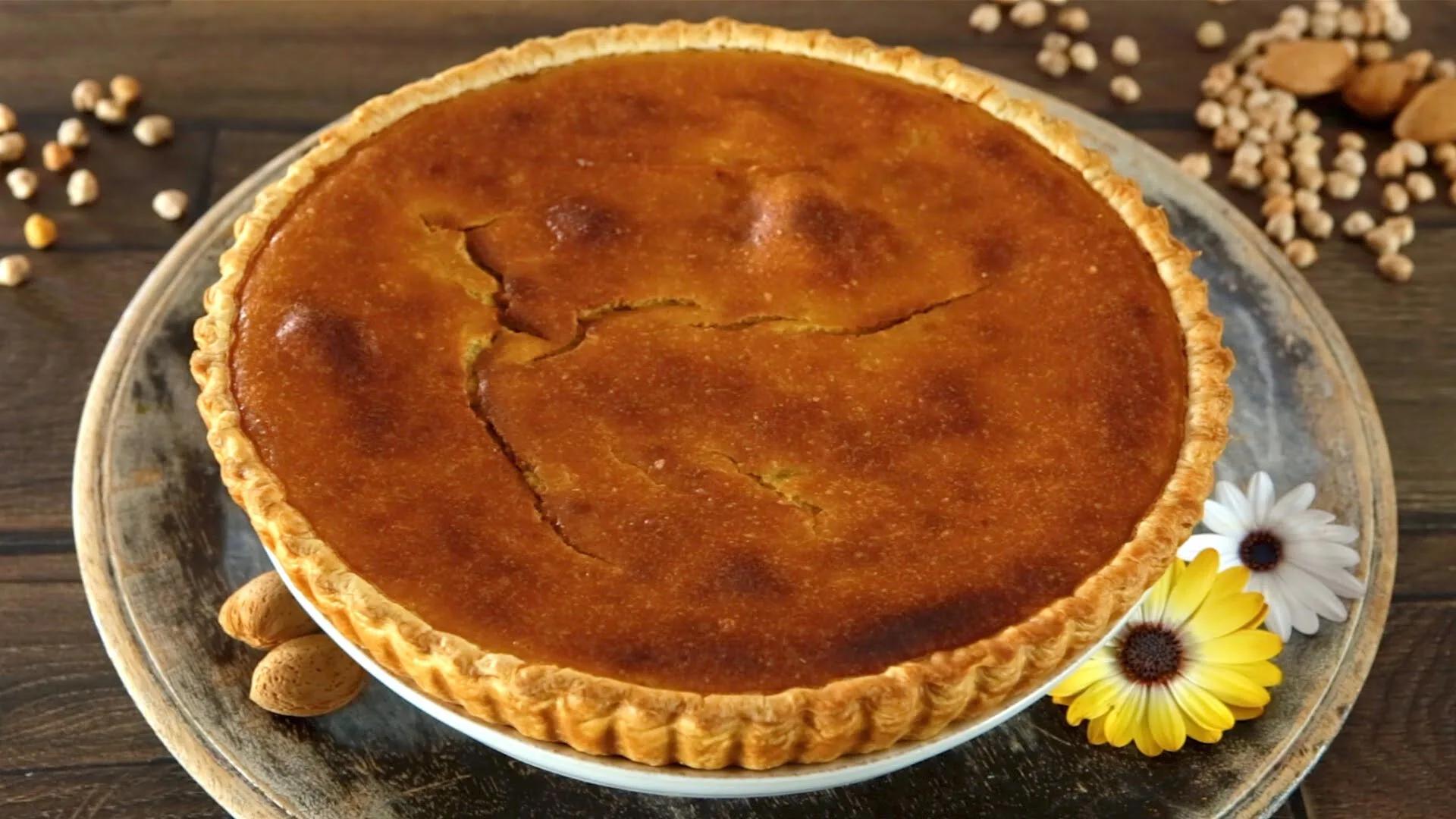 Tarte de grão com amêndoa