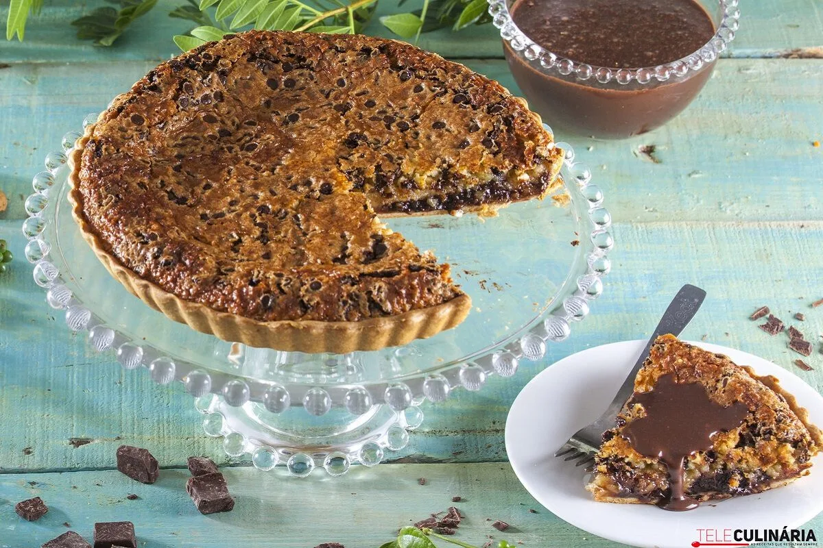 Tarte com pepitas de chocolate