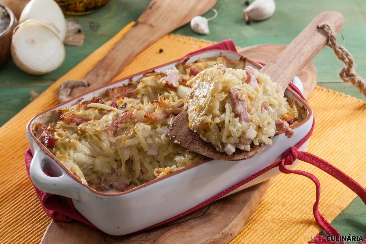 Batata com bacon no forno