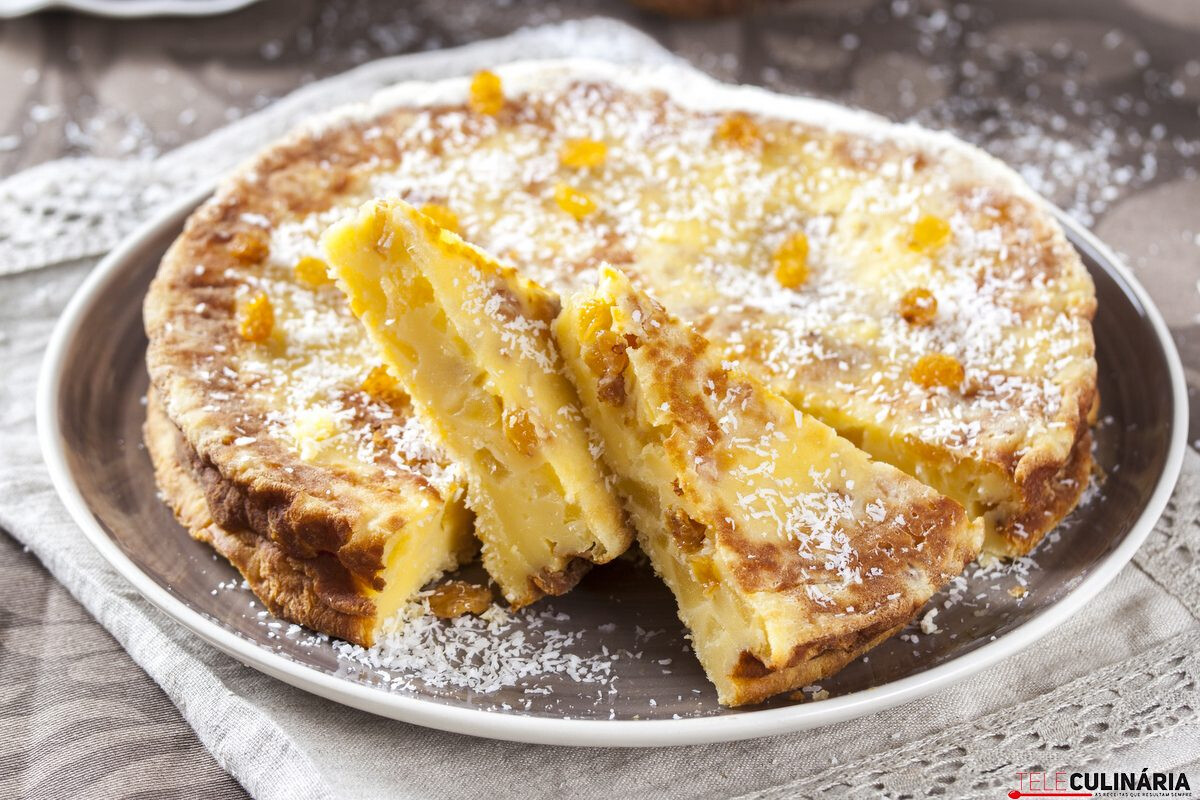 Flan de coco e maçã