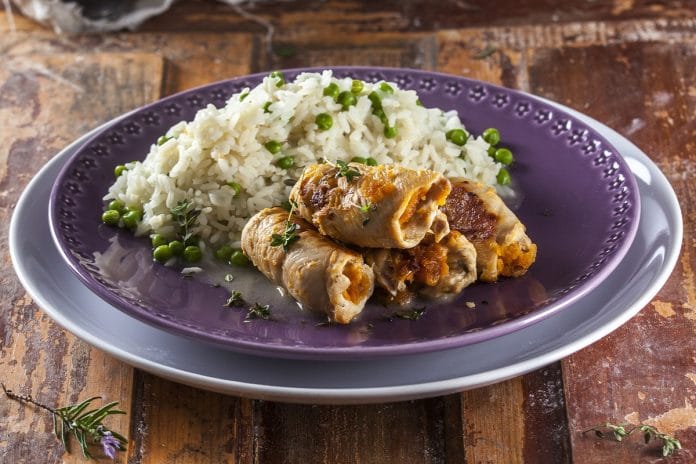 Bifes de frango recheados com farinheira