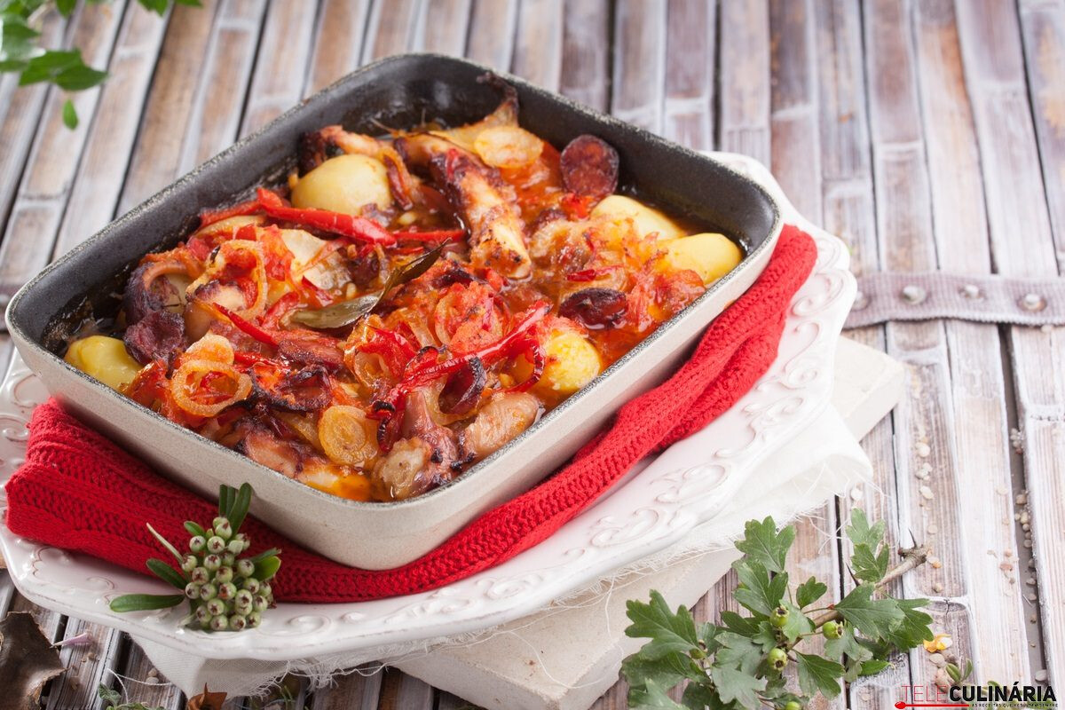 Receita de Polvo Assado no Forno