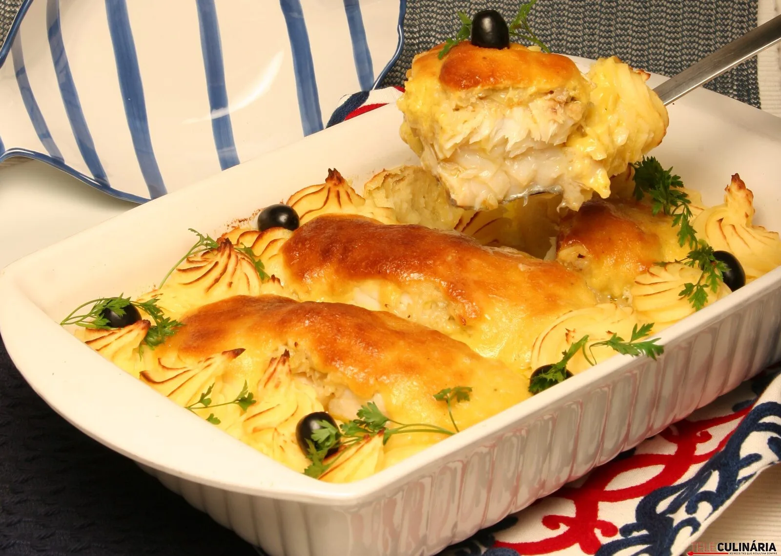 Bacalhau à Zé do Pipo gratinado com maionese