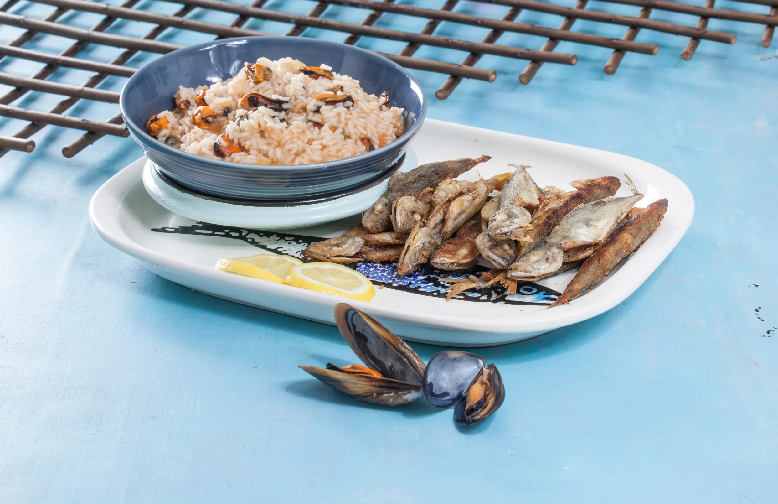 Jaquinzinhos com arroz de mexilhão