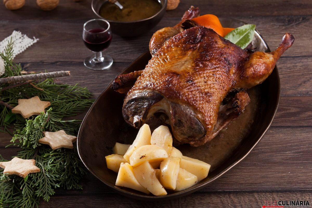 Pato assado com laranja