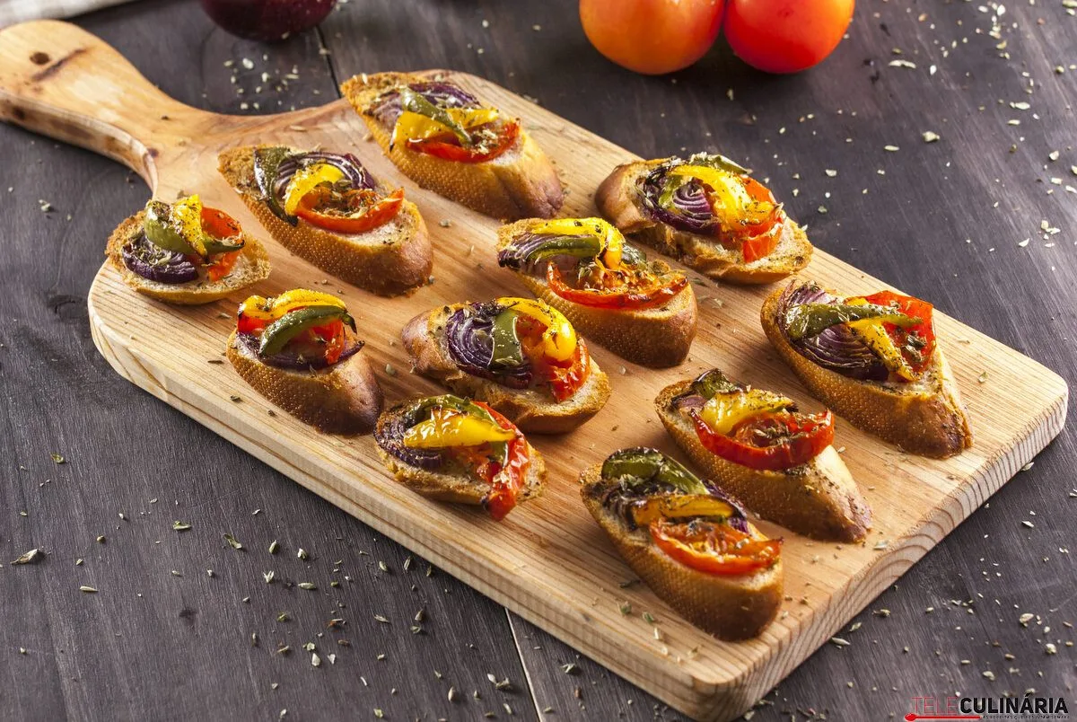 Bruschetta de legumes tostados