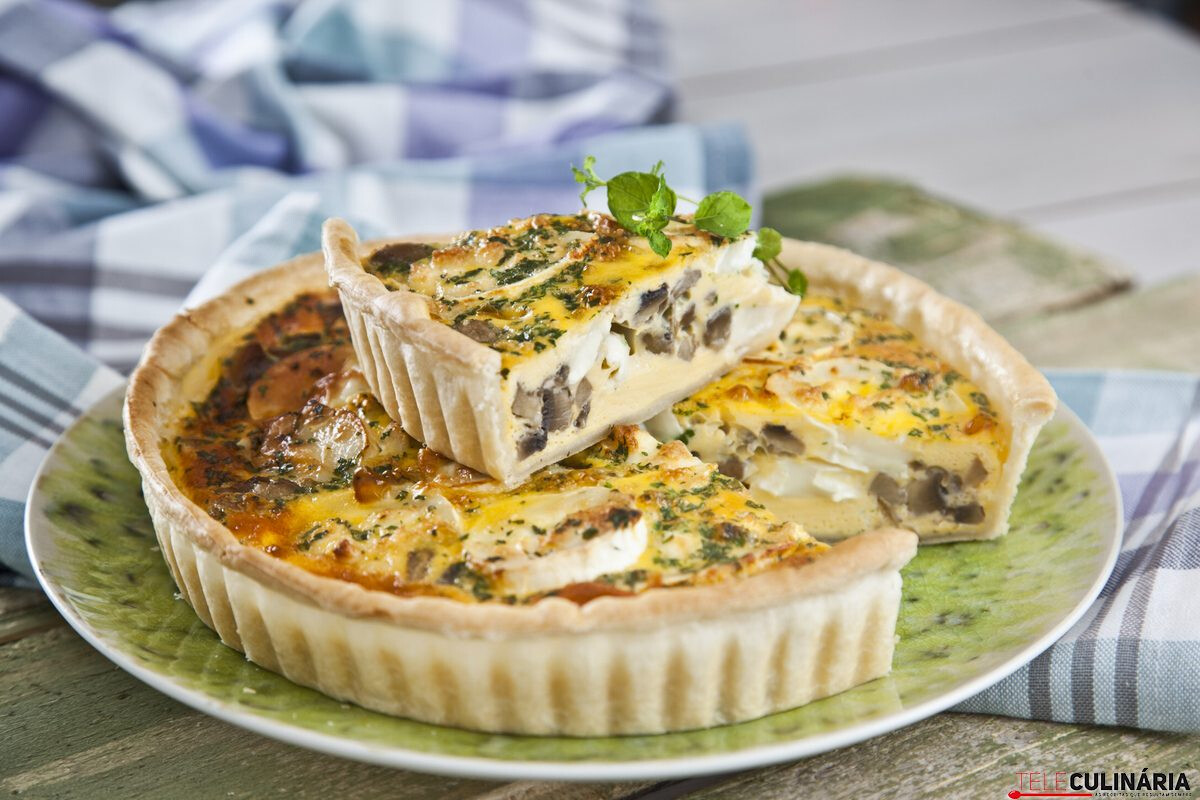 Tarte de queijo de cabra com cogumelos (robot de cozinha)