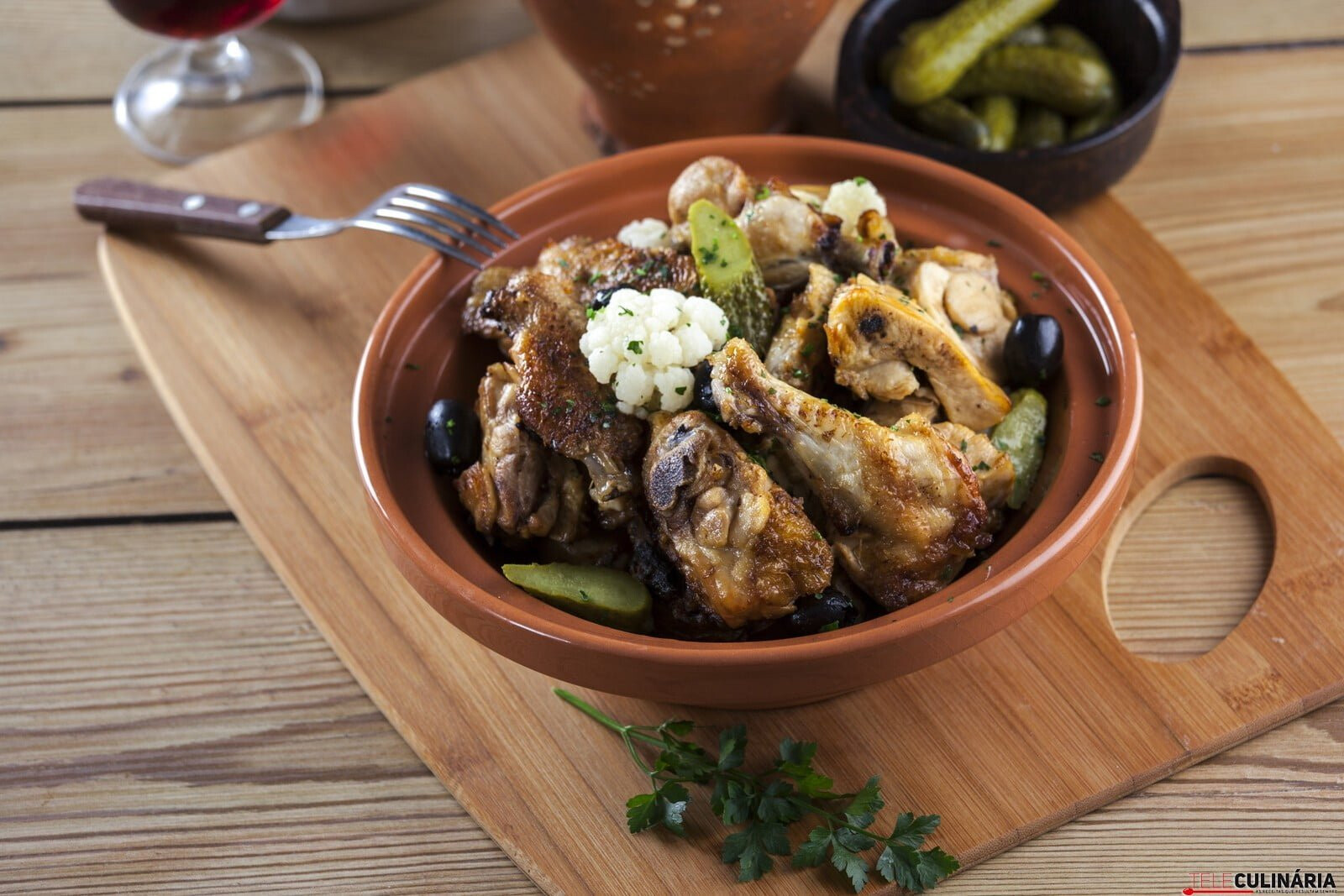 Frango assado com pickles