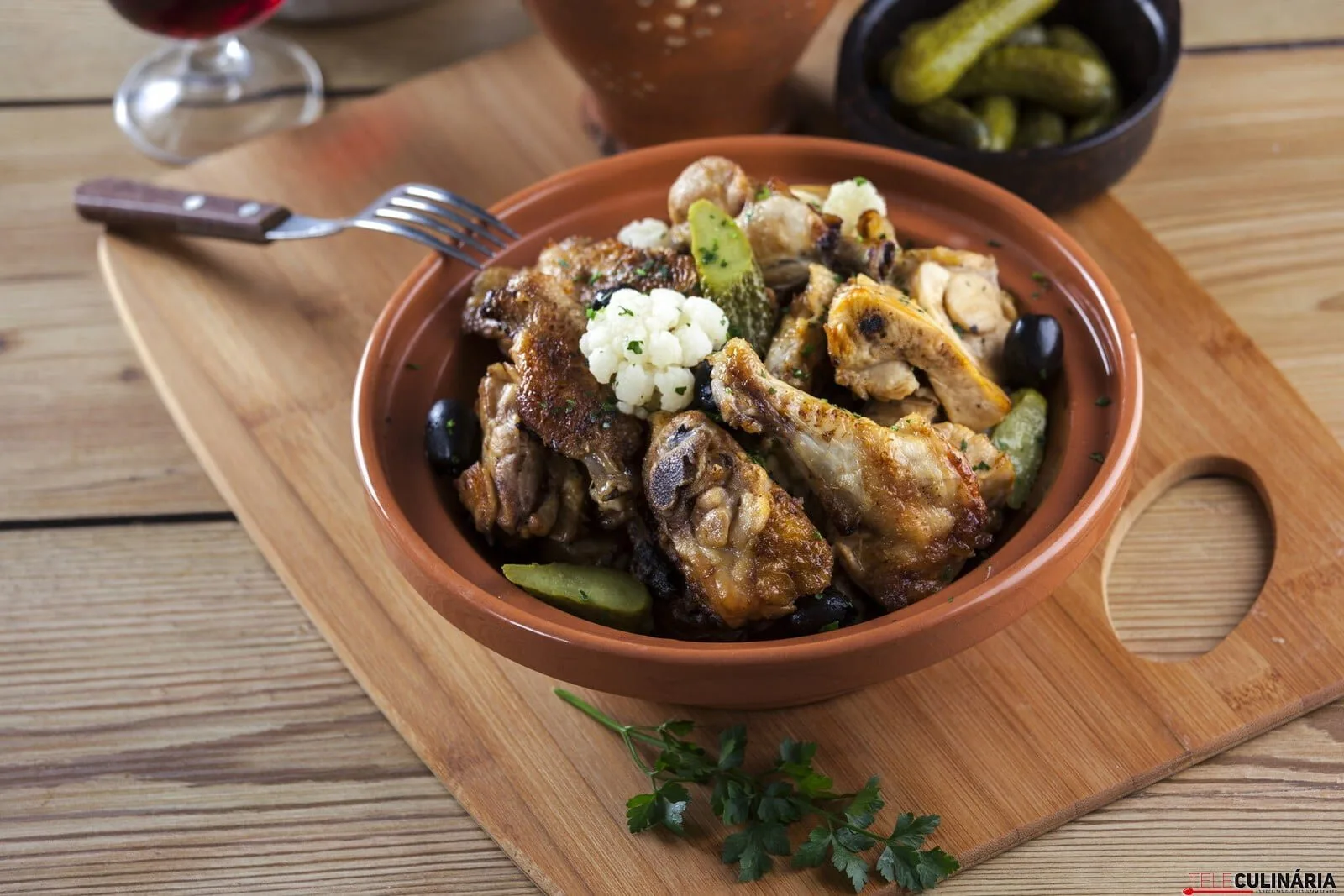 Frango assado com pickles