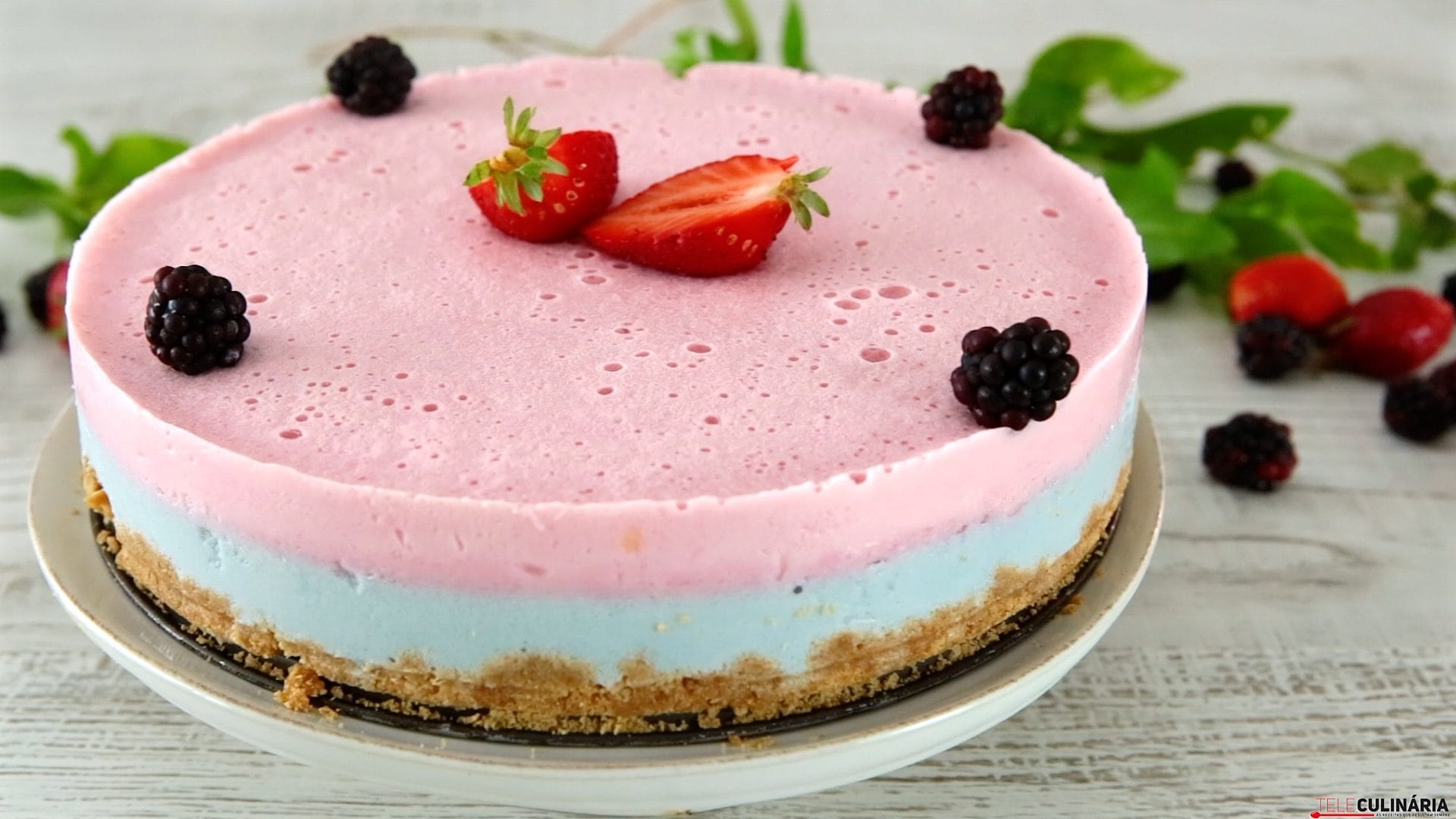 Cheesecake tricolor com gelatina zero