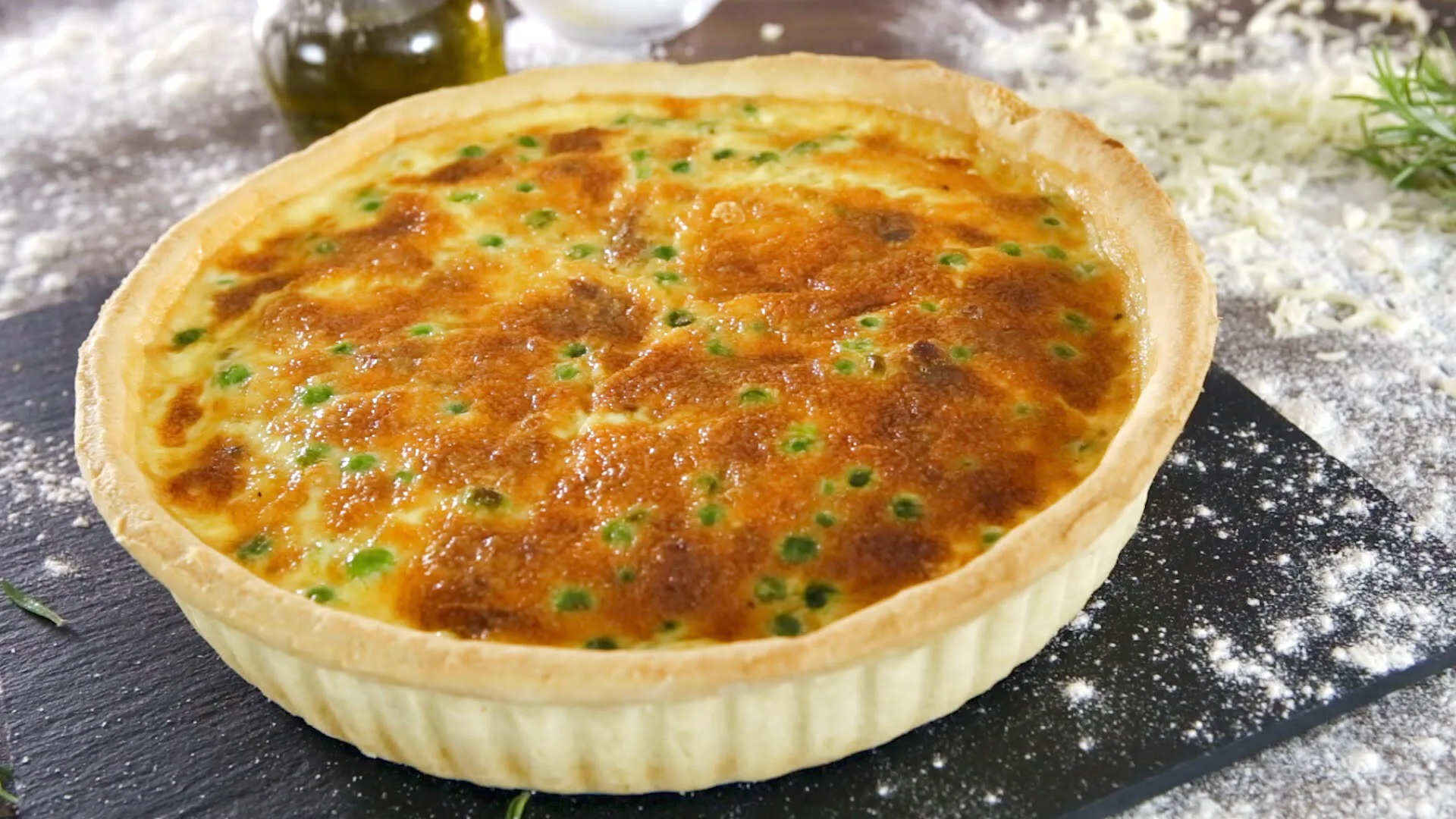 Quiche de ervilhas e farinheira