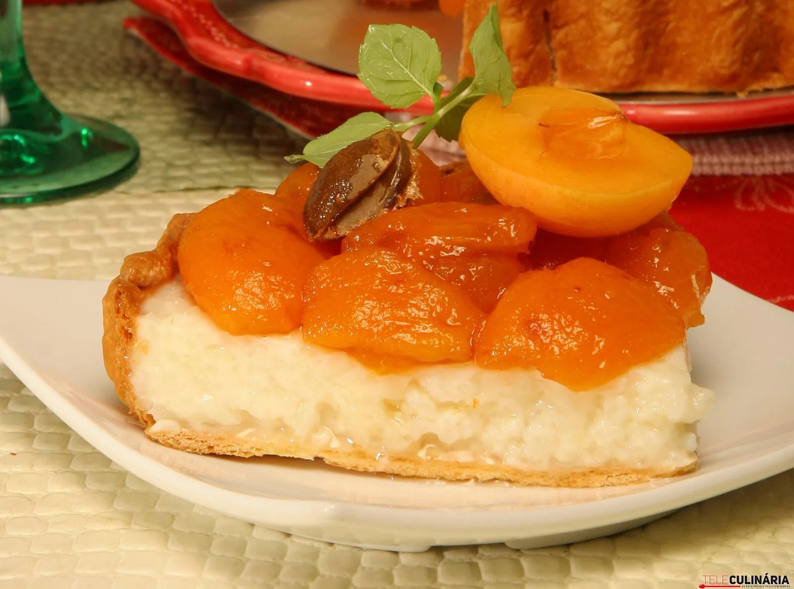 Tarte de arroz-doce com alperces