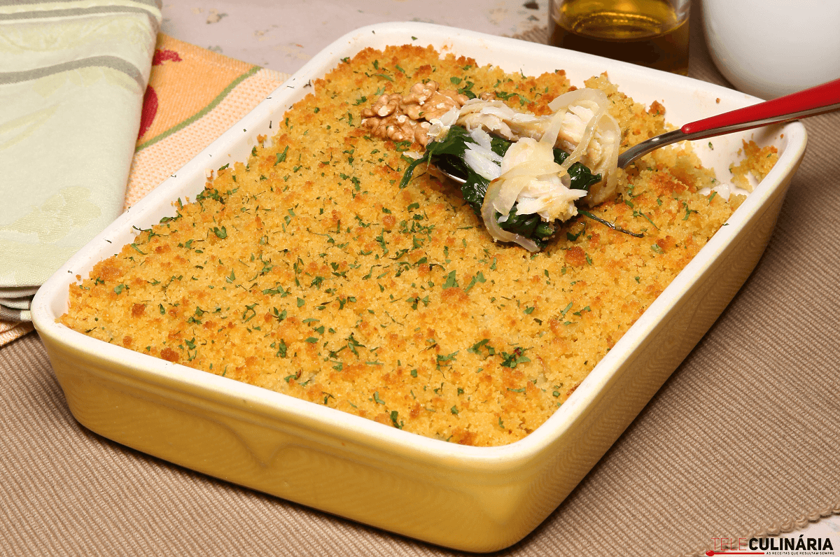 Bacalhau com broa e frutos secos