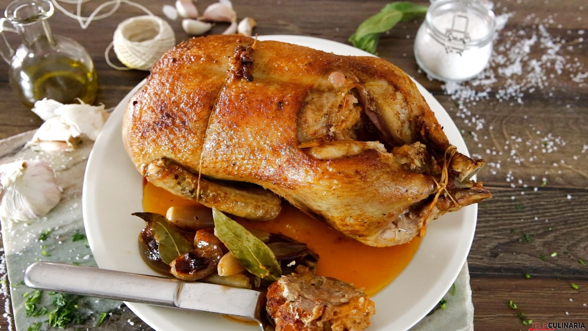 pato recheado assado no forno