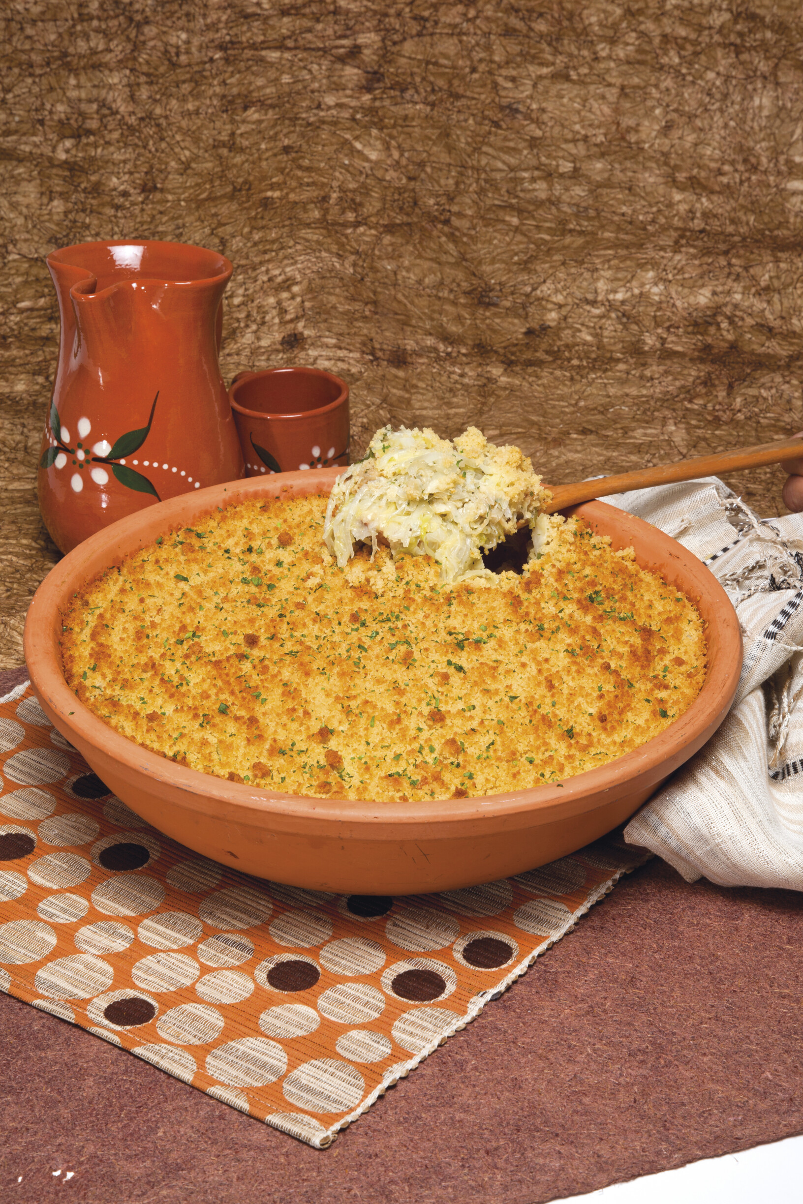 Bacalhau com broa e couve lombarda