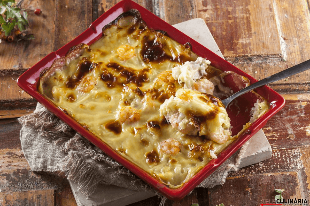 bacalhau cremoso com gambas