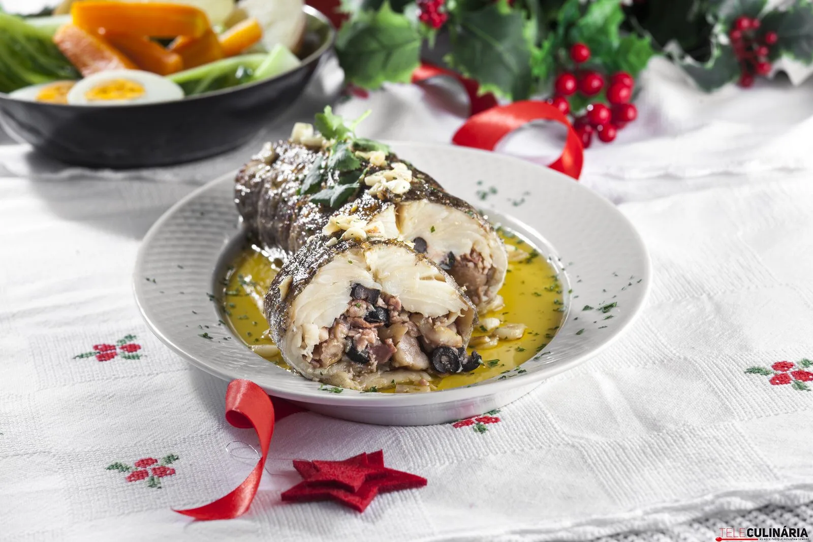 Bacalhau recheado com castanhas