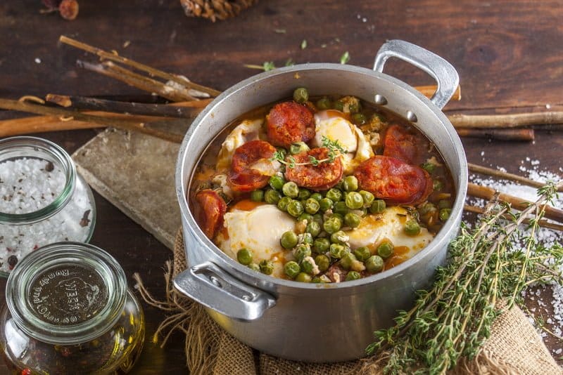 Ervilhas com ovos e chouriço -@Teleculinaria