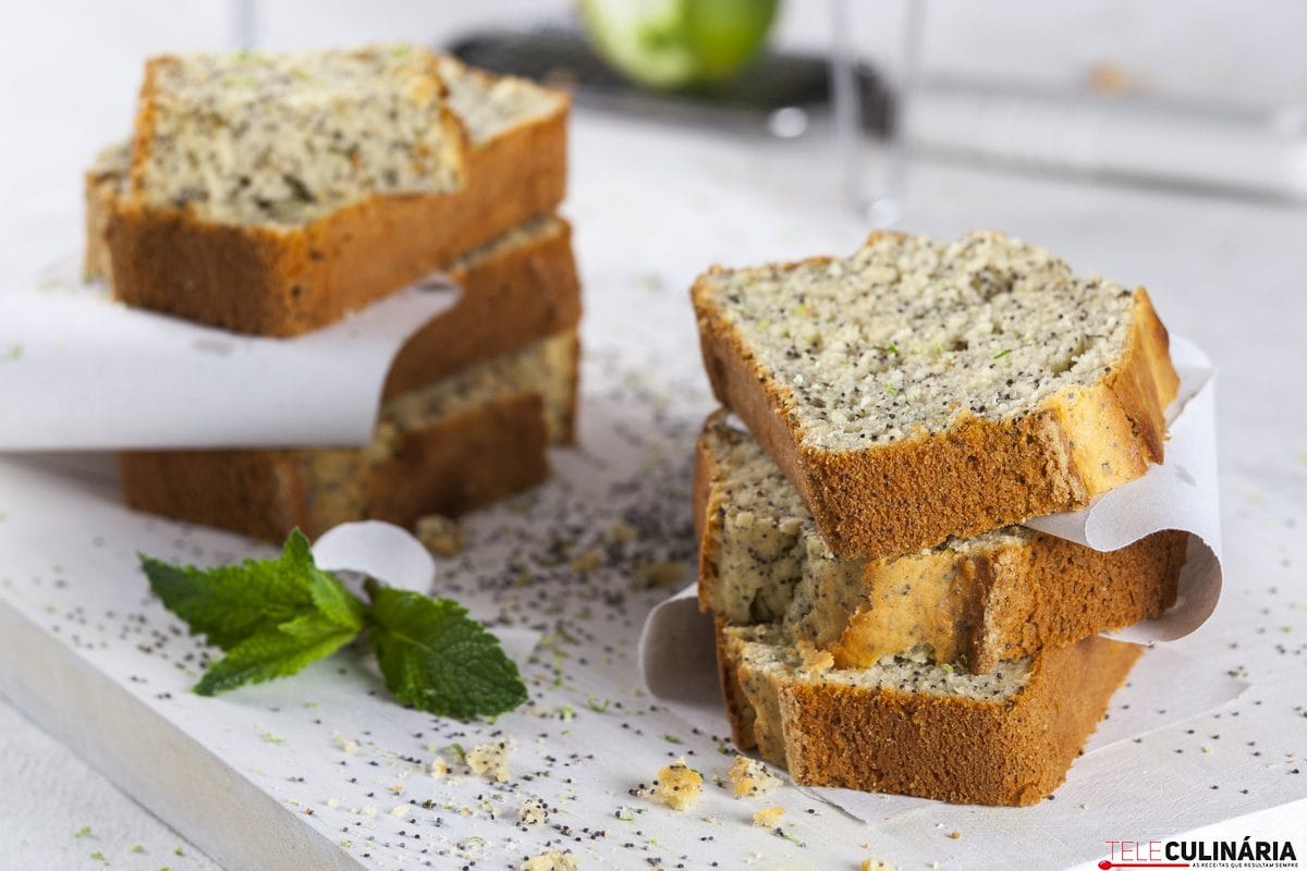 receita fácil de bolo de Limão com Hortelã e Sementes de Papoila