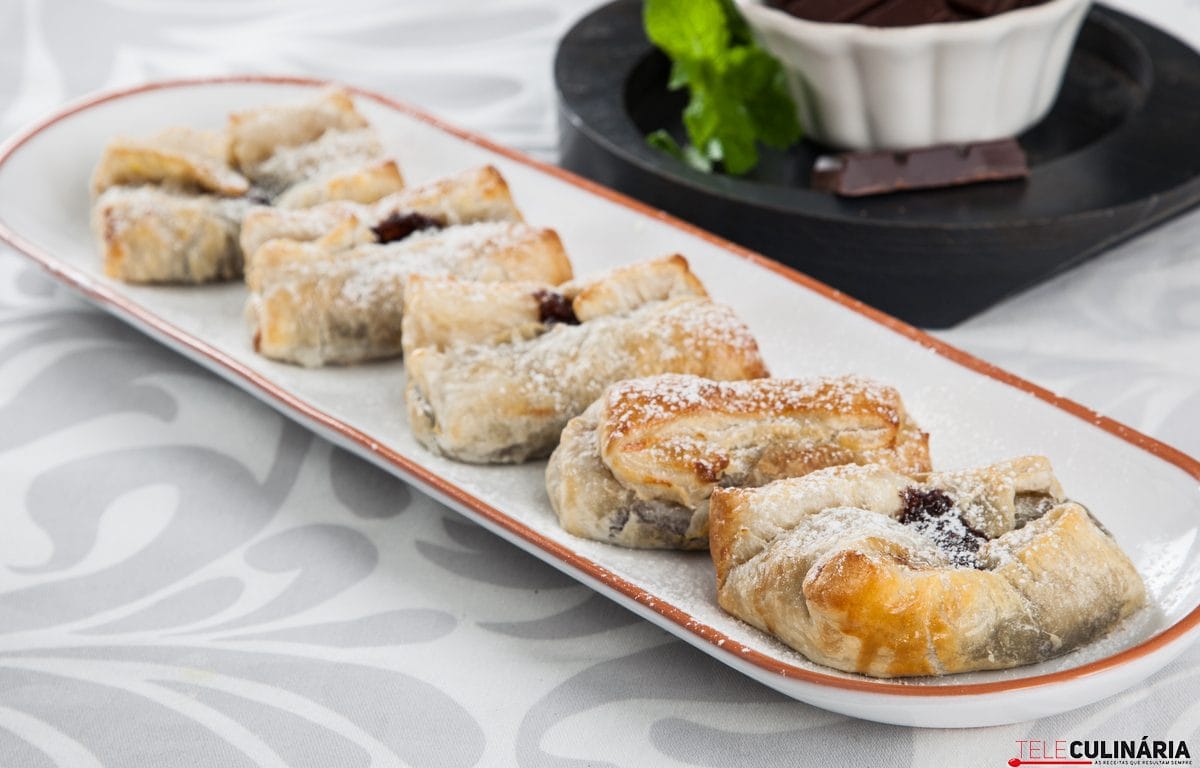 folhados de chocolate