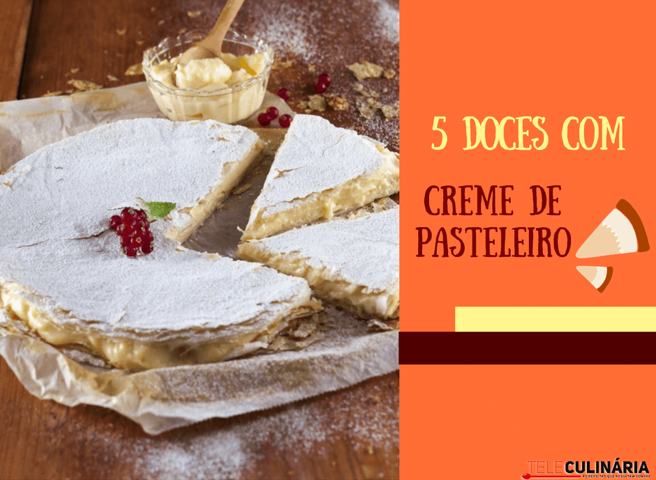 5 doces com creme de pasteleiro